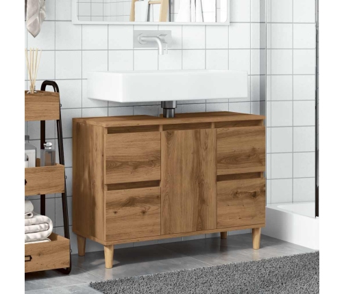 Mueble de lavabo madera ingeniería roble artisan 80x33x60 cm