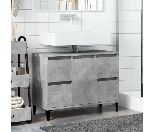 Armario de lavabo madera contrachapada gris hormigón 80x33x60cm