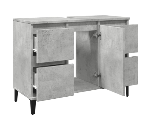 Armario de lavabo madera contrachapada gris hormigón 80x33x60cm