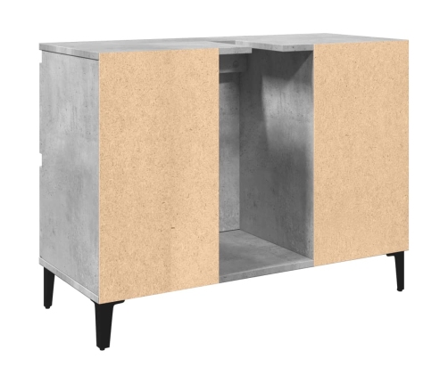 Armario de lavabo madera contrachapada gris hormigón 80x33x60cm