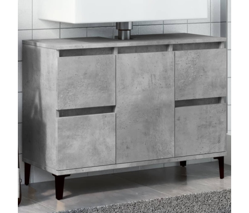 Armario de lavabo madera contrachapada gris hormigón 80x33x60cm