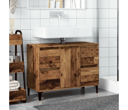 Mueble de lavabo madera ingeniería envejecida 80x33x60 cm