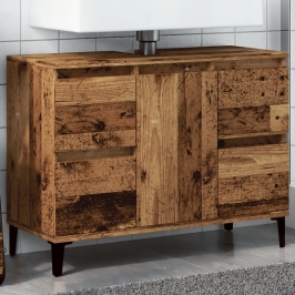 Mueble de lavabo madera ingeniería envejecida 80x33x60 cm