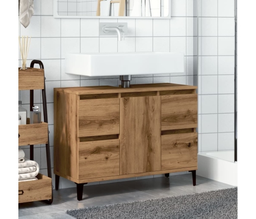 Mueble de lavabo madera ingeniería roble artisan 80x33x60 cm