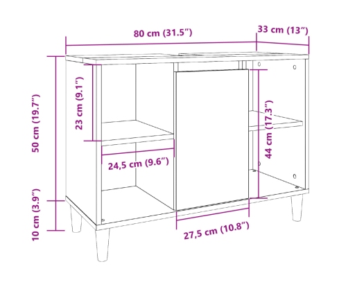 Mueble de baño madera de ingeniería roble Sonoma 80x33x60 cm