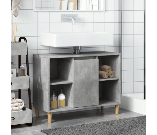 Mueble de baño madera de ingeniería gris hormigón 80x33x60 cm