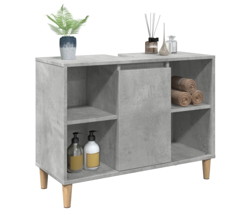 Mueble de baño madera de ingeniería gris hormigón 80x33x60 cm