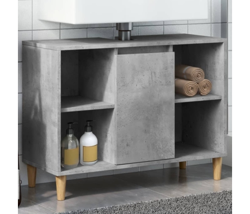 Mueble de baño madera de ingeniería gris hormigón 80x33x60 cm