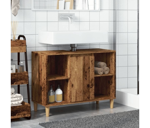 Mueble de baño madera de ingeniería envejecida 80x33x60 cm