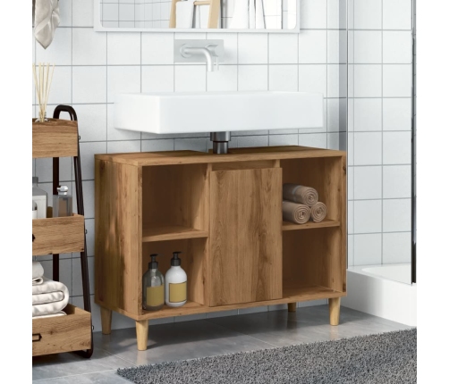 Mueble de baño madera de ingeniería roble artisian 80x33x60 cm