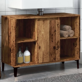 Mueble de lavabo madera ingeniería envejecida 80x33x60 cm