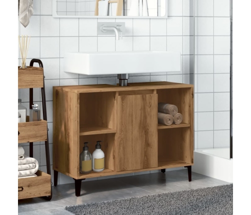 Mueble de lavabo madera ingeniería roble artisan 80x33x60 cm