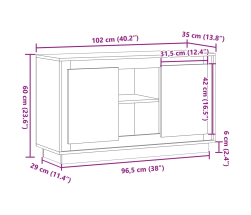 Aparador de madera de ingeniería envejecida 102x35x60 cm