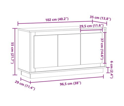 Aparador de madera de ingeniería envejecida 102x35x55 cm