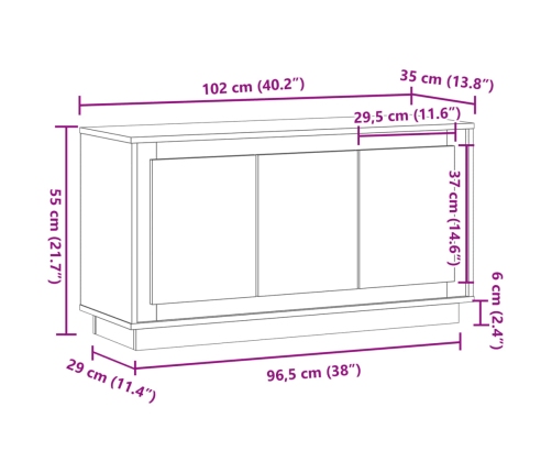 Aparador de madera de ingeniería roble artisan 102x35x55 cm