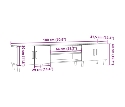 Mueble de TV madera de ingeniería roble artisan 180x31,5x40 cm