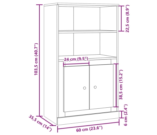 Aparador de madera de ingeniería envejecido 60x35,5x103,5 cm