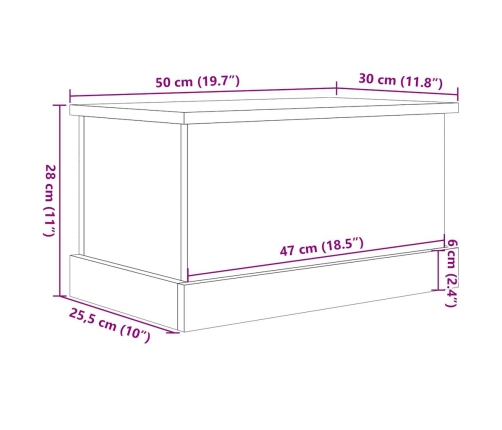 Caja de almacenaje madera de ingeniería envejecida 30x50x28 cm