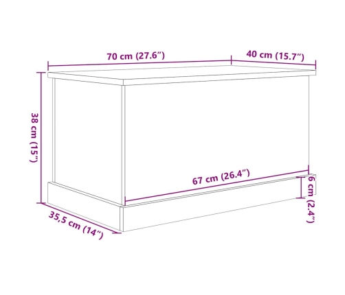 Caja de almacenaje madera de ingeniería envejecida 70x40x38 cm