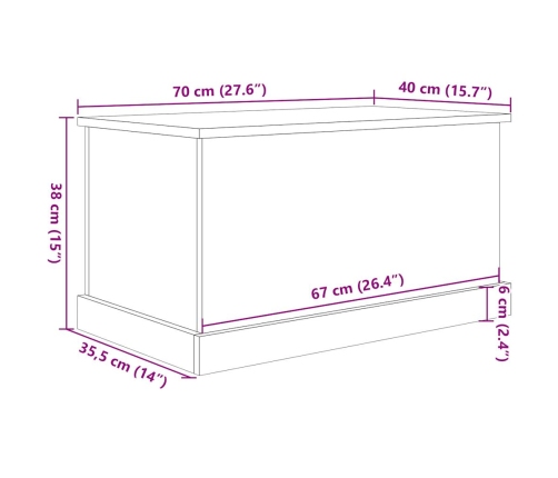 Caja de almacenaje madera ingeniería roble artisan 70x40x38 cm