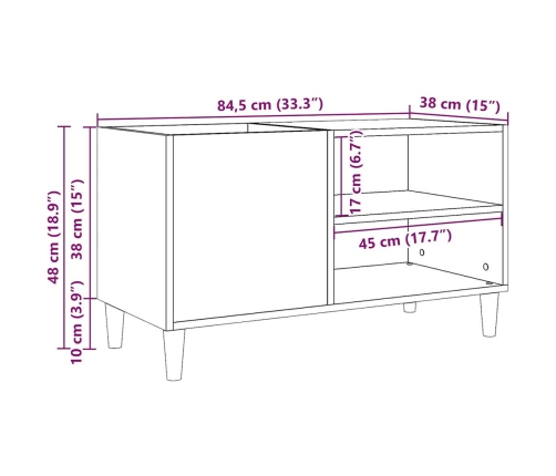 Mueble para discos madera ingeniería envejecida 84,5x38x48 cm