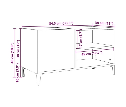 Mueble para discos madera ingeniería envejecida 84,5x38x48 cm