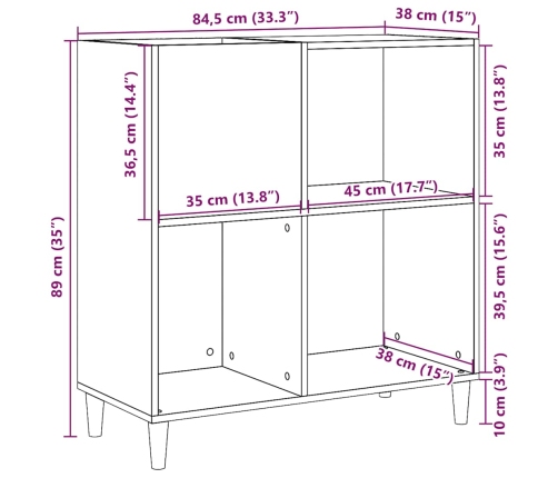 Mueble para discos madera ingeniería envejecida 84,5x38x89 cm