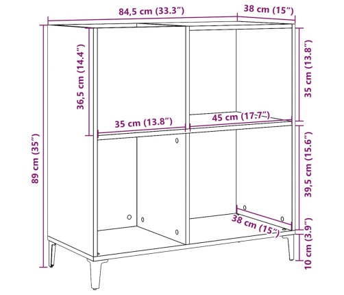 Mueble para discos madera ingeniería envejecida 84,5x38x89 cm