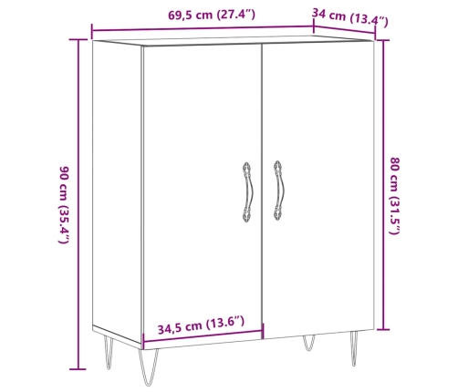 Aparador de madera de ingeniería envejecida 69,5x34x90 cm