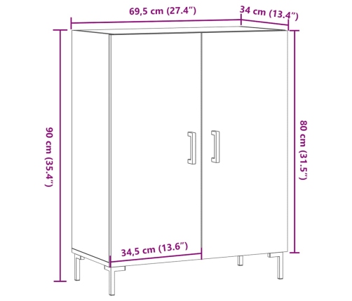 Aparador de madera de ingeniería envejecida 69,5x34x90 cm