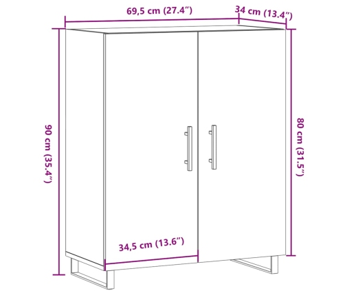 Aparador de madera de ingeniería envejecida 69,5x34x90 cm