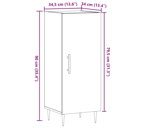 Aparador de madera de ingeniería envejecida 34,5x34x90 cm