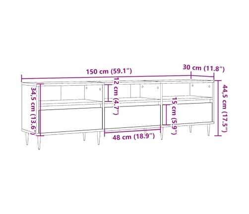 Mueble de TV madera de ingeniería roble artisan 150x30x44,5 cm