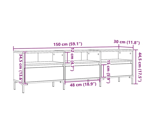 Mueble de TV madera ingeniería madera envejecida 150x30x44,5 cm