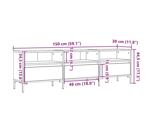 Mueble de TV madera de ingeniería roble artisan 150x30x44,5 cm