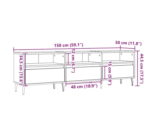 Mueble de TV madera ingeniería madera envejecida 150x30x44,5 cm