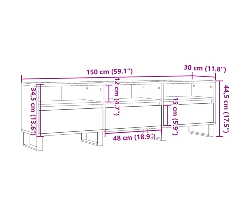 Mueble de TV madera de ingeniería roble artisan 150x30x44,5 cm