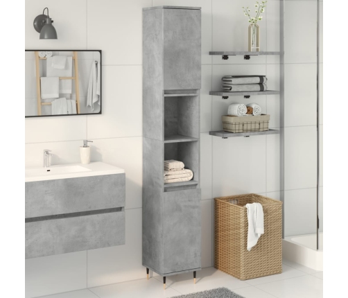 Armario de baño madera contrachapada gris hormigón 30x30x190 cm