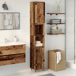 Armario de baño madera de ingeniería envejecida 30x30x190 cm