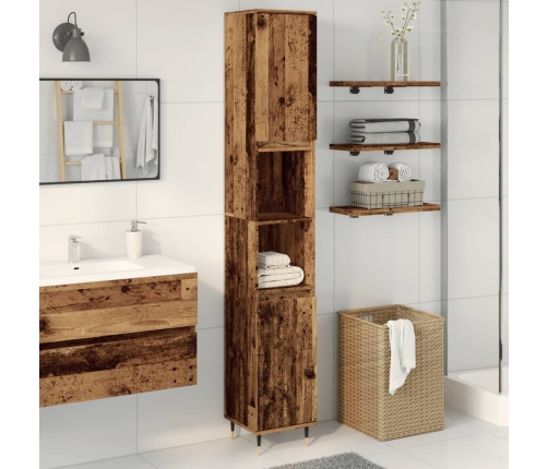 Armario de baño madera de ingeniería envejecida 30x30x190 cm