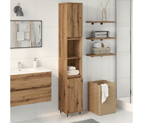 Armario de baño madera contrachapada roble artisan 30x30x190 cm