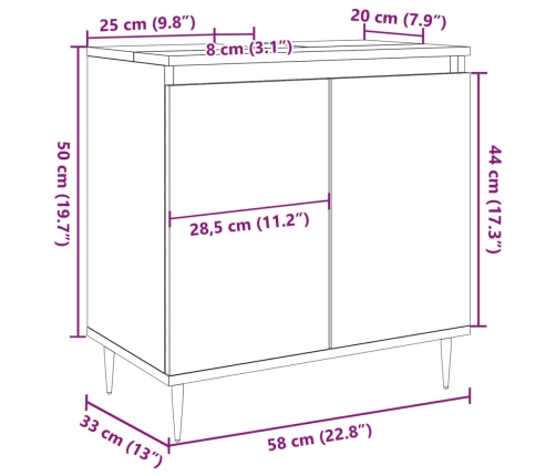 Armario de baño madera de ingeniería envejecida 58x33x60 cm