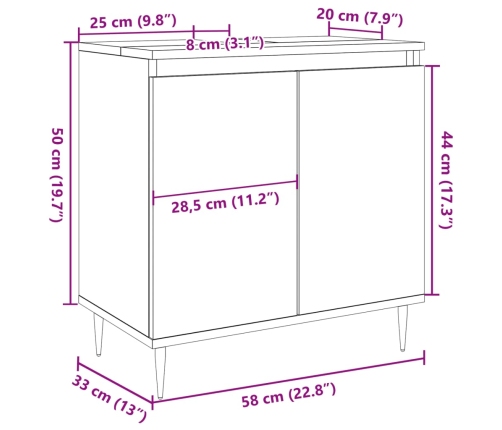 Armario de baño madera de ingeniería roble artisan 58x33x60 cm