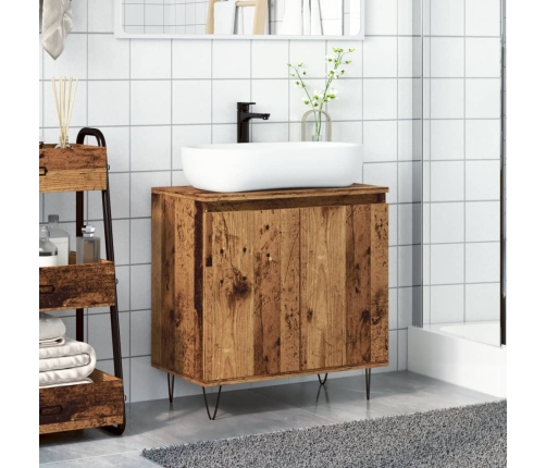 Armario de baño madera de ingeniería envejecida 58x33x60 cm