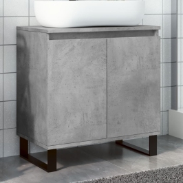 Armario de baño madera de ingeniería gris hormigón 58x33x60 cm