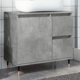 Armario de baño madera contrachapada gris hormigón 65x33x60 cm