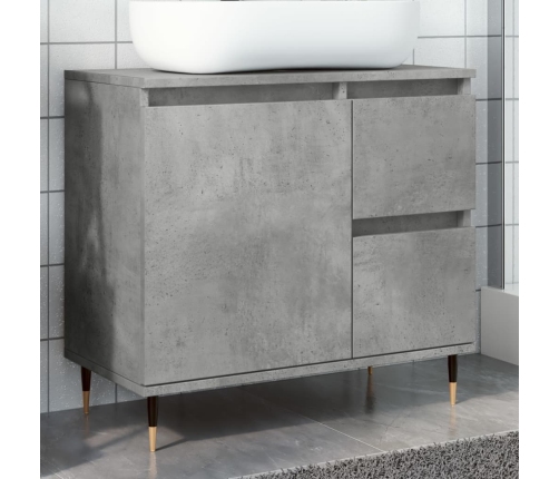 Armario de baño madera contrachapada gris hormigón 65x33x60 cm