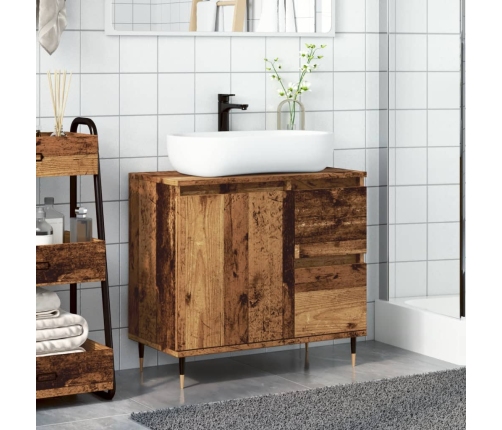 Armario de baño madera de ingeniería envejecida 65x33x60 cm