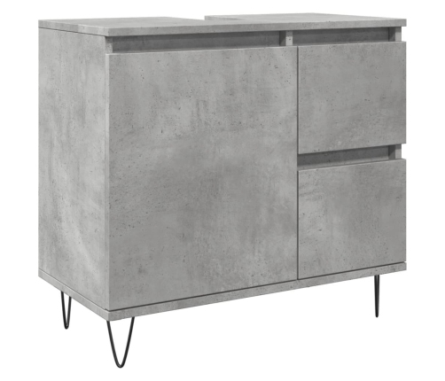 Mueble de lavabo madera ingeniería gris hormigón 65x33x60 cm