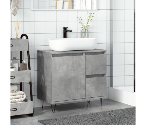 Mueble de lavabo madera ingeniería gris hormigón 65x33x60 cm